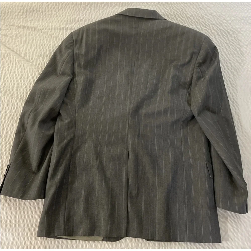 TOMMY HILFIGER Made in USA Vintage Everyday Gray Wool‎ Stripe Suit Size 42